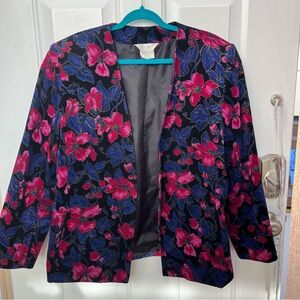 Vintage Tan Jay Velvet Floral Blazer